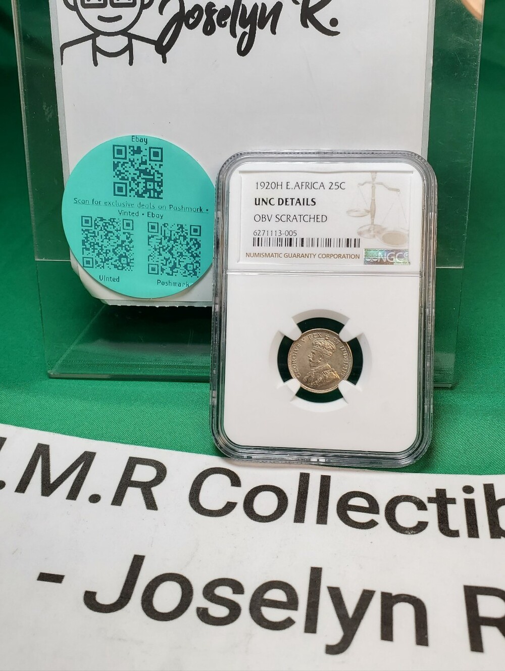 1920H East Africa 25 Cents King George V Silver Issue NGC UNC Details – Blue Rim